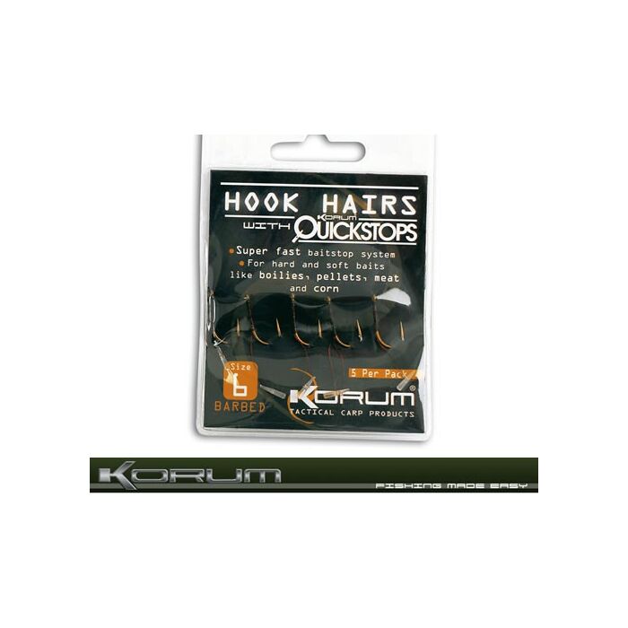 Korum Hook Hair Haken mit Quickstops Gr. 10