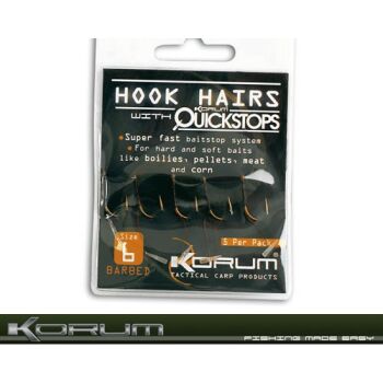 Korum Hook Hair Haken mit Quickstops Gr. 10
