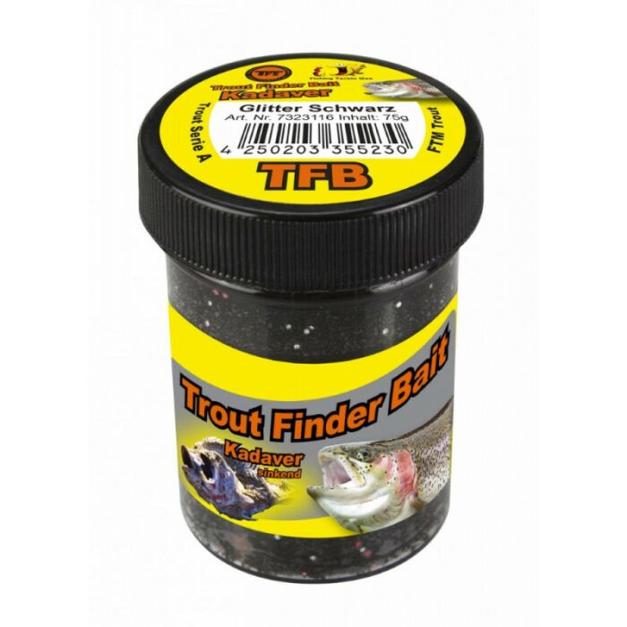 FTM Trout Bait Kadaver Sinkend - Glitter schwarz
