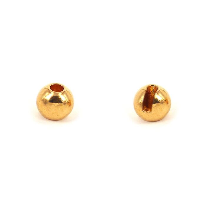 Tungsten Kopfperlen geschlitzt Gold 10 Stück - 2,5 mm