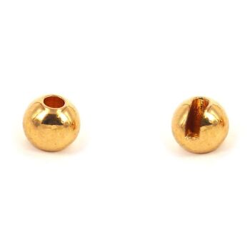 Tungsten Kopfperlen geschlitzt Gold 10 Stück - 2,5 mm