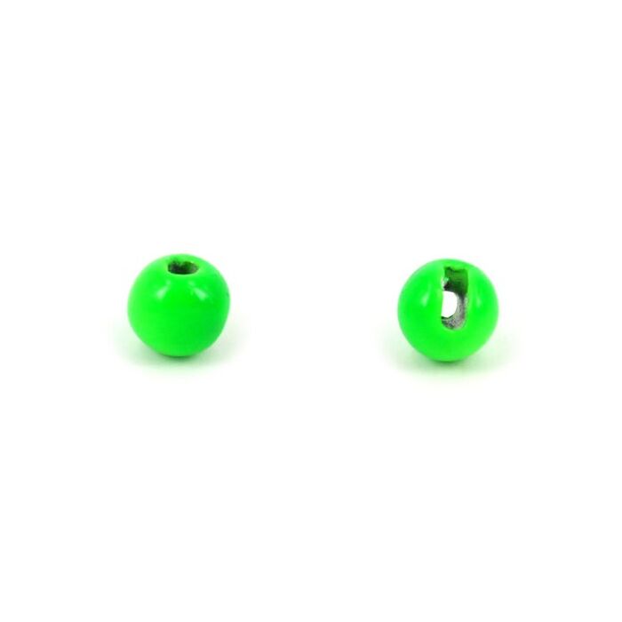 Tungsten Kopfperlen geschlitzt Fluo Grün 10 Stück - 3,0 mm