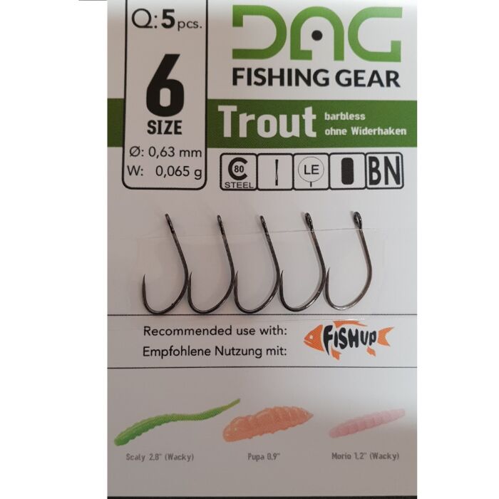 DAG Fishing Gear Trout Hook ohne Widerhaken Gr.6 5 Stück