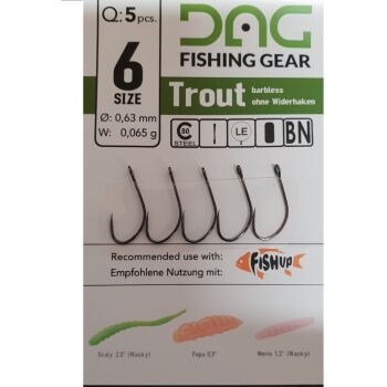 DAG Fishing Gear Trout Hook ohne Widerhaken Gr.6 5...
