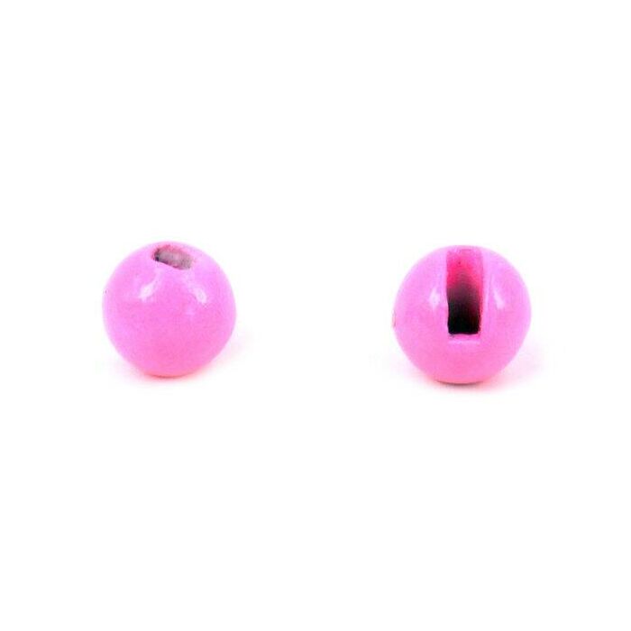 Tungsten Kopfperlen geschlitzt Pink 10 Stück - 3,5 mm