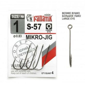 Fanatik Micro Jig Haken S-57 schwarz Gr. 1