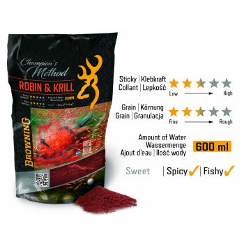 Browning Champions Method Angelfutter 1kg Robin & Krill Rot