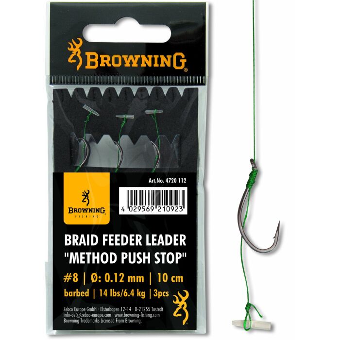 Browning Braid Feeder Leader Method Push Stop Bronze 10cm Gr.8 6,4kg 0,12mm