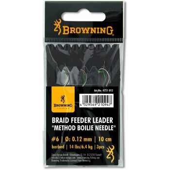 Browning Braid Feeder Leader Method Boilie Needle Bronze 10cm Gr.6 6,4kg 0,12mm