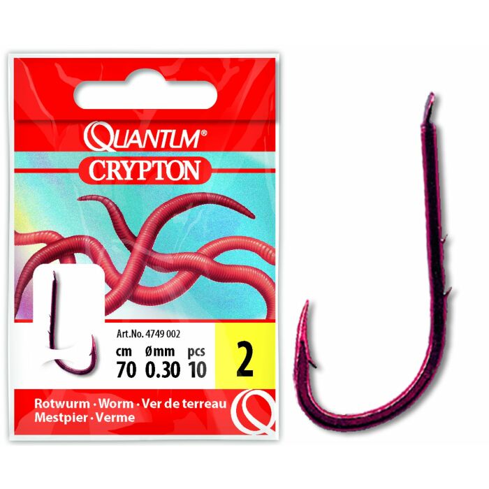 Quantum Crypton Rotwurm Vorfachhaken Gr.8 rot 0,22 mm 70 cm 10 Stück