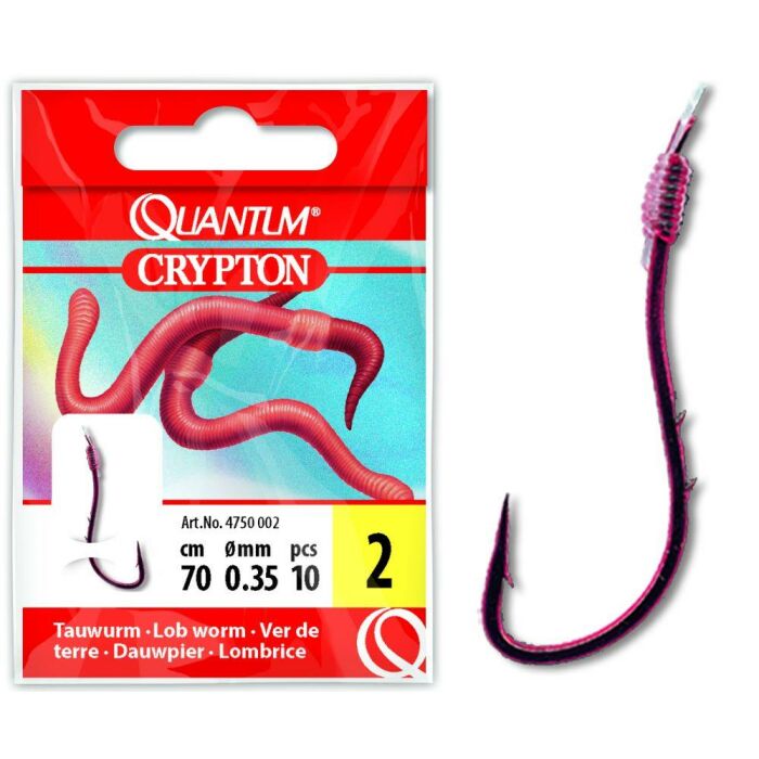 Quantum Crypton Tauwurm Vorfachhaken Gr. 4 rot 0,30 mm 70 cm 10 Stück