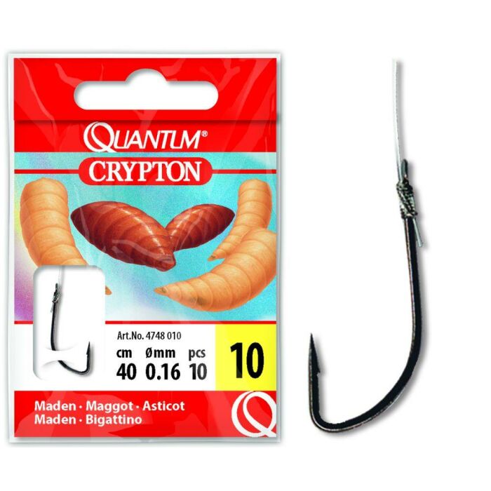 Quantum Crypton Maden Vorfachhaken Gr.12 schwarz 0,14 mm 40 cm 10 Stück