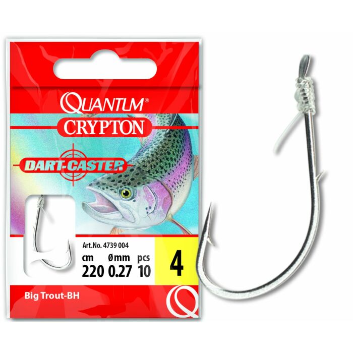 Quantum Crypton Big Trout-BH Vorfachhaken Silber 220 cm - Gr. 4 0,27 mm