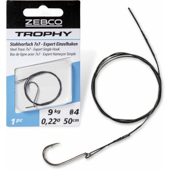 Zebco Trophy Stahlvorfach 7x7 - Expert Einzelhaken L:...