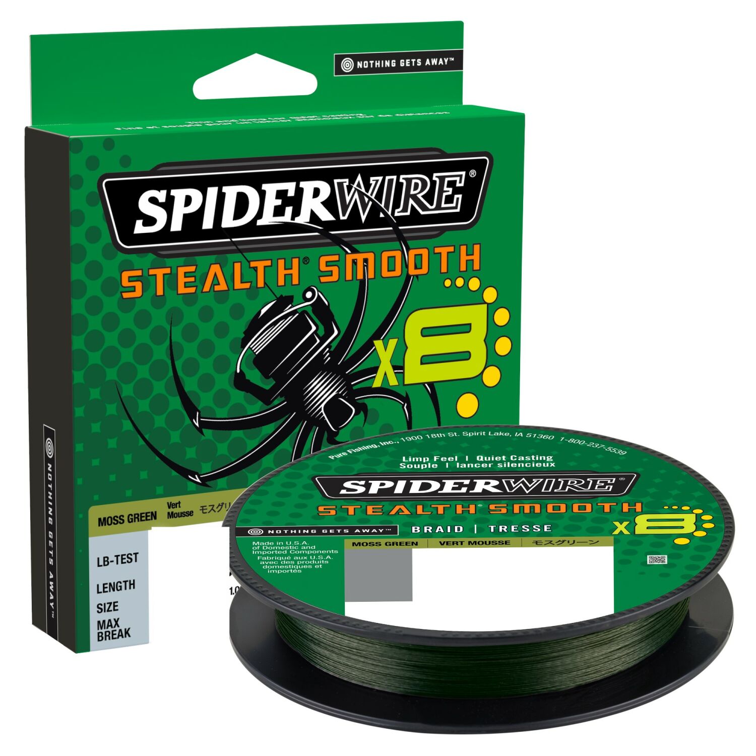 Spiderwire Stealth Smooth 8 Green 0,35mm 1800m Geflochtene Angelschnur 0,04€/m 